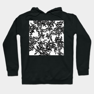 Toile White and Black Tangled Leaf Pattern Hoodie